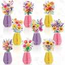 9 Pcs Wildflower Honeycomb Table Centerpieces Wildflower Birthday Party Decorations Spring Floral Table Centerpieces Paper Honeycomb Decor for Birthday Baby Shower Supplies Office