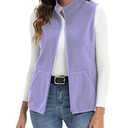 Xeoxarel Women's Soft Polar Fleece Vest, Lightweight Sleeveless Jackets Classic Fit Outerwear Pockets Casual Clothes Lavender, XL