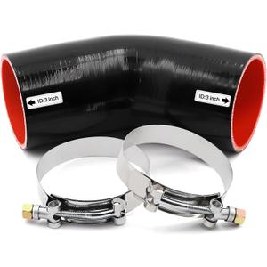 High Performance 45 Degree ID 3 inch(76mm) Elbow Silicone Coupler Hose, 4-Ply Reinforced Wall Thickness 5mm Length 4 inch for Turbo/Intercooler/Intake Pipe with 2 T-Bolt Clamps