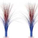 Beistle 2-Pack Plastic Metallic Spray Centerpieces in Red, Silver, & Blue, Patriotic Party Decorations for 4th of July, Memorial Day, American Party Supplies, 19"