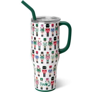 Swig Life 40oz Mega Mug, 40 oz Tumbler with Handle and Straw, Cup Holder Friendly, Dishwasher Safe, Extra Large Insulated Tumbler, Stainless Steel (Classic Nutcracker)