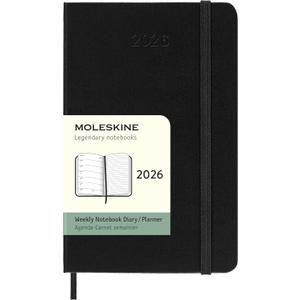Moleskine Classic 12 Month 2026 Weekly Planner, Hard Cover, Pocket (3.5" x 5.5"), Black, 144 pages