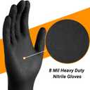 8 Mil Nitrile Gloves for Work, 100 PCS Chemical Resistant Black Disposable Mechanic Gloves for Men & Women Working, Cooking, Cleaning, Gardening, Medium, Heavy Duty, Latex Free