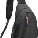 HALOVIE Anti Theft Crossbody Sling Bag RFID Travel Sling Backpack Lightweight Hiking Shoulder Chest Bag for Walking Work (Black)