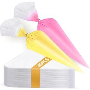 Volokitx 200-Pack 12 Inch Piping Bags, Disposable Icing Bag, Tipless Piping Bags for Royal Icing, Anti-Burst Pastry Bags for Cake, Pastry & Cookie Decorating