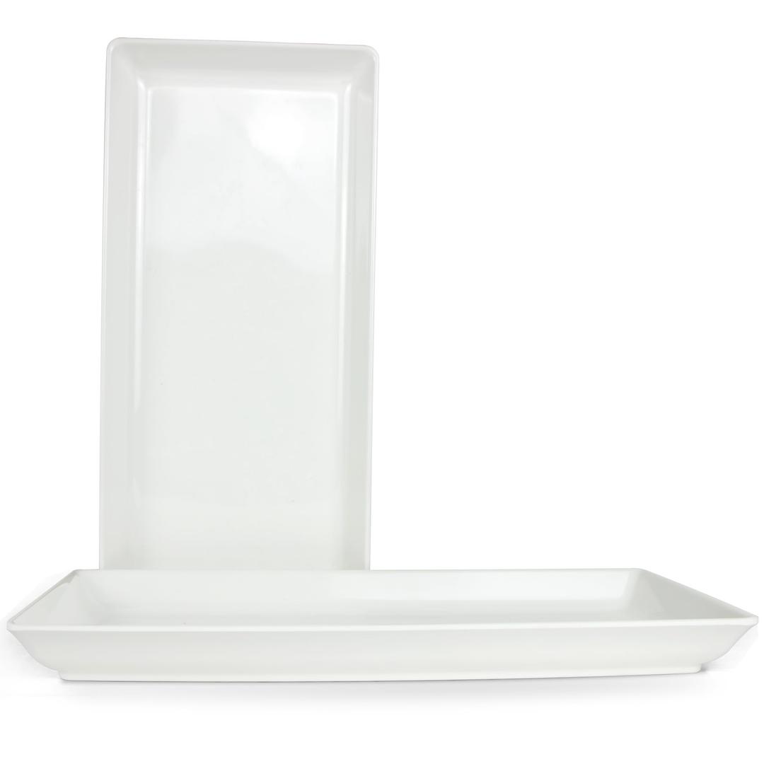 Long Melemine Serving Tray, 17.3x8x1.5 in Serving Platters and Trays for Appetizer, Charcuterie, Bread, Fruit, Dessert, Set of 2