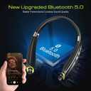 Bluetooth Headset, 2026 Upgraded Neckband Bluetooth Headphones with Retractable Earbuds, Noise Cancelling Stereo Earphones with Mic, Foldable Wireless Headphones for Sports Office with Carry Case