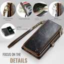Defencase for Galaxy S26 Ultra Case Wallet with RFID Blocking Card Holder for Women Men, PU Leather Magnetic Snap Flip Wrist Strap Zipper Wallet Phone Cases for Samsung Galaxy S26 Ultra 6.9", Coffee