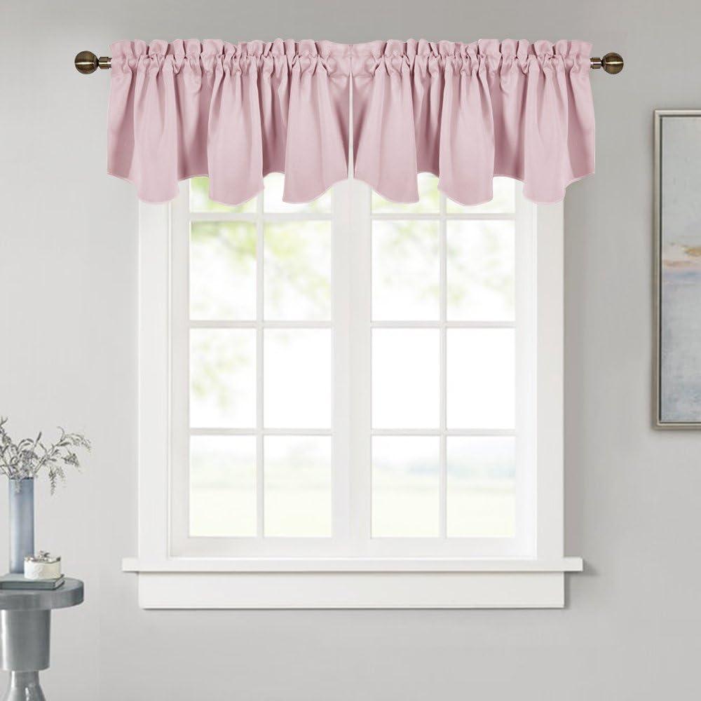 NICETOWN Bedroom Blackout Valance Tier - 52 inches by 18 inches Scalloped Rod Pocket Valance Window Curtain for Girl's Room/Baby Nursery/Dormitory/Kids Room, Lavender Pink, 1 Pack