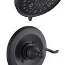 Replacement 9-Setting Shower Faucet Tub Trim Kit for Delta 13/14 Series, with 5.5" Multi-Function High-Pressure Shower Head, Matte Black (Valve Not Included)