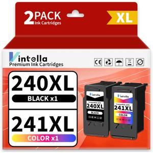 PG-240XL CL-241XL Remanufactured Ink Cartridges Replacement for Canon 240XL 241XL Combo Pack for PIXMA TS5120 MG2120 MG3620 MG3520 MG3522 MX452 MX472 MX512 Printer (1 Black, 1 Tri-Color)