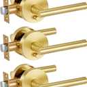 Lethato Brushed Gold Door Handles Interior, Gold Interior Door Handle, Heavy Duty Interior Bedroom/Bathroom Lever Door Handle Interior(3 Packs)