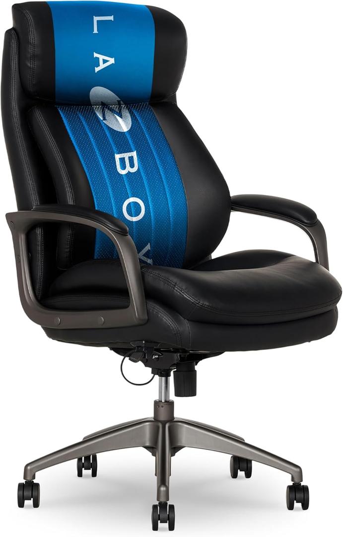 La-Z-Boy Nova Executive Office Chair, Patented AIR Ergonomic Support Technology, High-Back Premium Comfort & Support, Black Vegan PU Leather