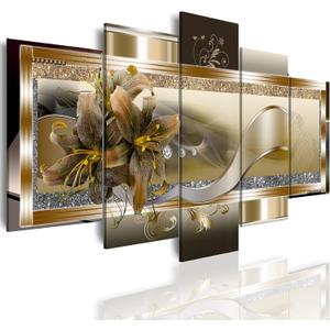 5 Panel Yellow Orchid Flowers Canvas Print - Abstract Golden Floral Wall Decor Poster, 5 pieces Wall Art Painting Decor for Home Decoration Artwork Picture Bedroom Wall Decor (D,Oversize 60x30inch)