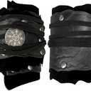 HiiFeuer Medieval Suede Arm Wraps, Renaissance Artificial Fur Bracers, Viking Wrist Band Archery Arm Guards Knight Gauntlets (Black)
