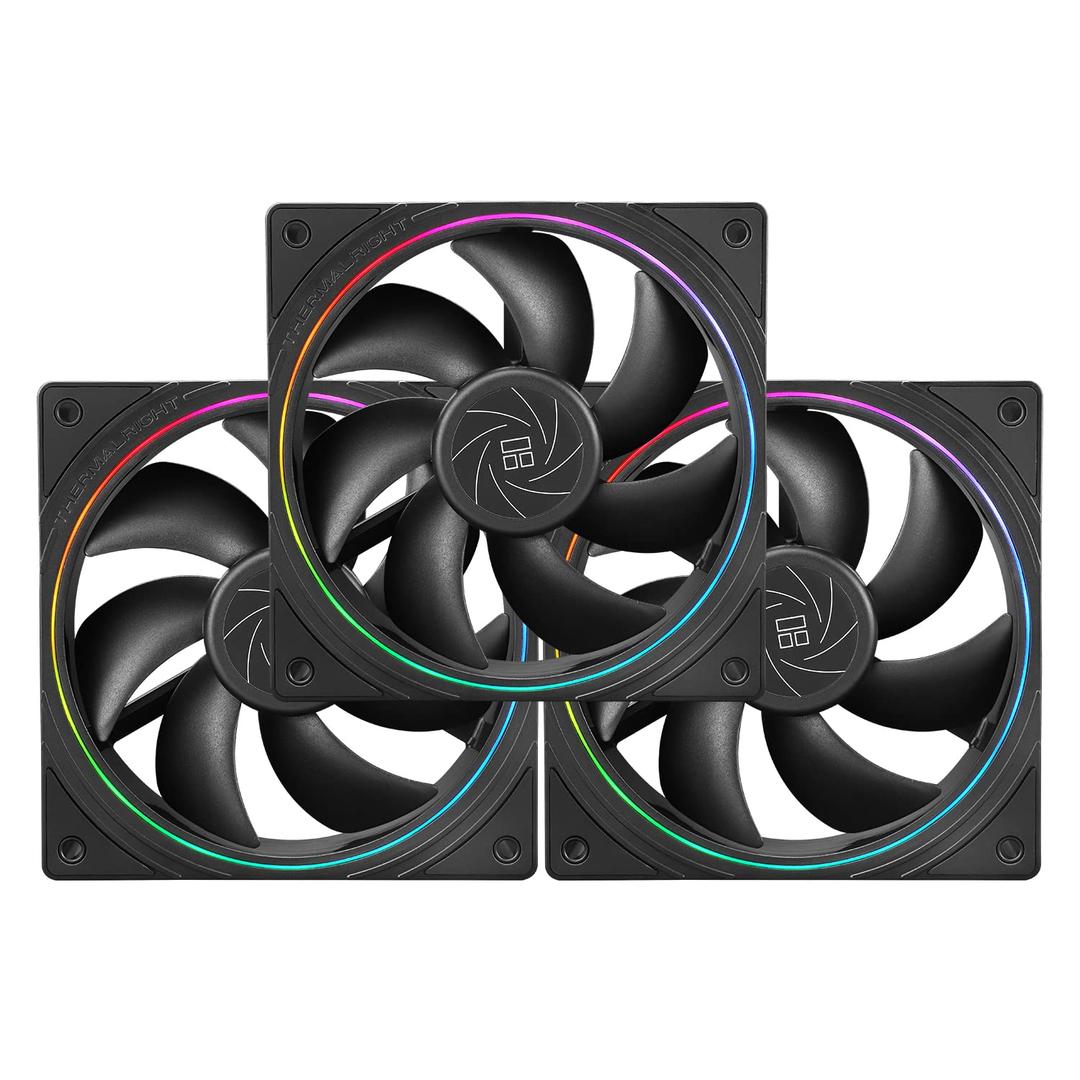 Thermalright TL-S12 120mm CPU Fan, Case Cooler 4pin PWM Connector Silent Computer Fan with S-FDB Bearing Included, up to 1500RPM PC Cooling (3-Packs), Black