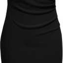 Newshows Womens 2025 Stretch Wrinkle-Free Cocktail Dresses Ruched Bodycon Sparkly Glitter Rhinestone Sleeveless Formal Dress (Black, XL)