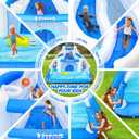 Inflatable Bounce House for Kids, 12.1 FT x 10.3 FT Small Blow Up Water Slide for Backyard, Dual Slides, Bouncy Castle, Climbing Wall, Basketball Hoops, Included Blower
