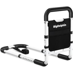 Bed Rails for Elderly Adults Safety - ASTM Approved Adjustable Bed Cane with Non-Slip Ergonomic Handle & Storage Pocket, Bed Railings for Seniors Support 350 LBS, Tool-Free (Medium)