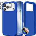 GONEZ Magnetic for iPhone 17 Pro Case, Compatible with MagSafe, [Screen Protector + Camera Lens Protector], Liquid Silicone Anti-Scratch Shockproof Protective Phone Case 6.3 inch, Klein Blue