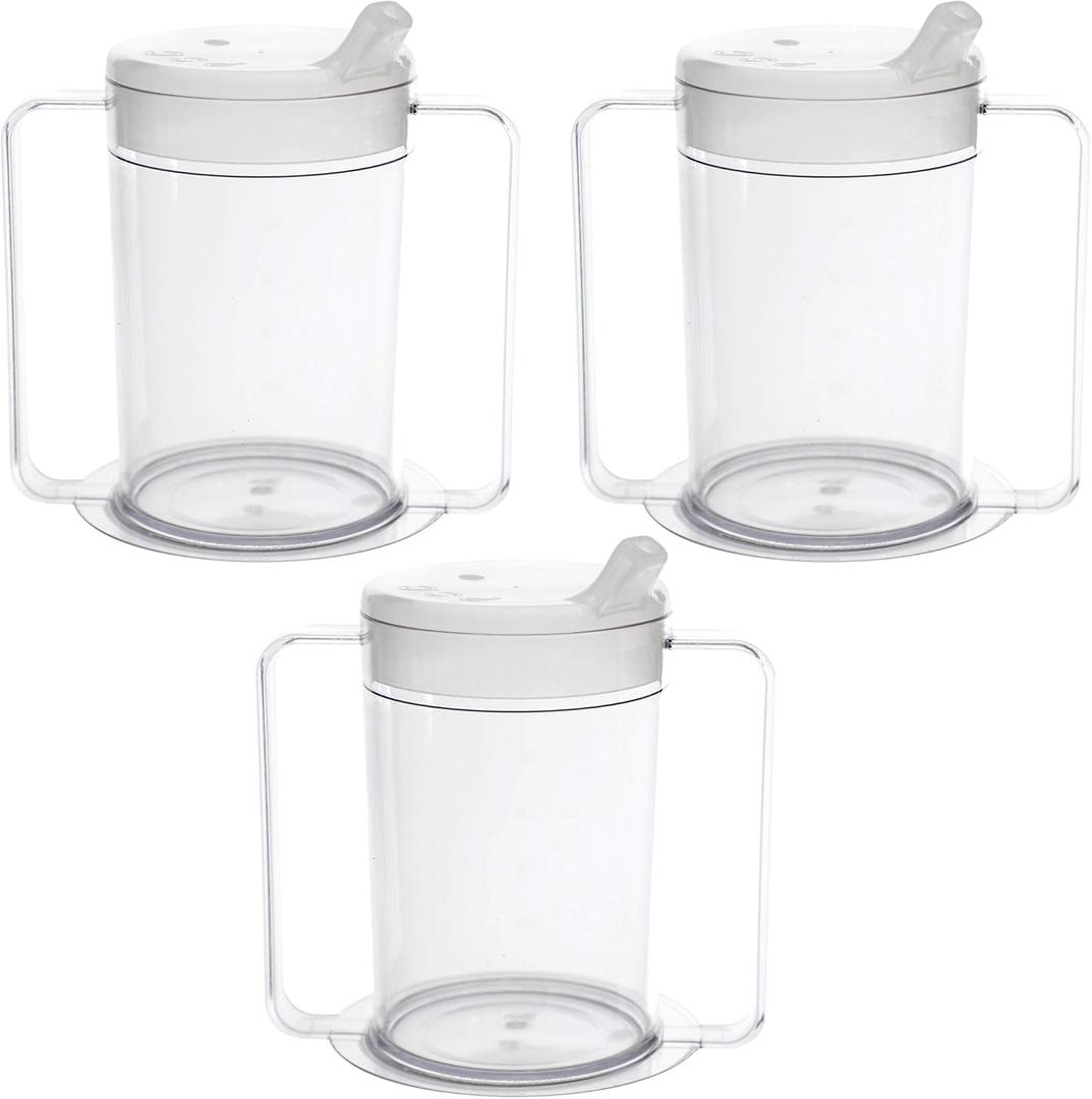 Providence Spillproof 12oz Adult Sippy Cup with Handles - Independence Sip Cups for Adults with Limited Mobility - Handicap Cups for Elderly Care - Made in the USA - PSC 50-3 Pack