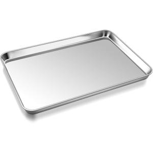 P&P CHEF 17.3 Inch Baking Cookie Sheet, Oven Pan Tray Stainless Steel Sheet Pan for Kitchen, Oven Bakeware for Multi Uses, Shiny Look & Dishwasher Safe, Healthy & Heavy Duty, 1Pc