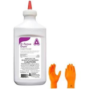 D-Fense Dust 1 lbs - Water Resistant, 8 Month Control, Targets: Ants, roaches, Bed Bugs, Scorpions, Spiders and More with USA Supply Gloves and Pest Identification Card