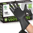 SWIFTLITE Black Vinyl Gloves, Food Grade Gloves Disposable Latex Free & Powder Free, Guantes for Cleaning Cooking Food Prep (100, XLarge)