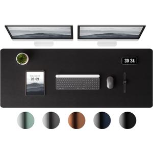 Aothia Leather Desk Pad Protector - Large Mouse Pad, Office Desk Mat, Non-Slip PU Leather Desk Blotter, Laptop Desk Pad, Waterproof Desk Writing Pad for Office and Home (Black, 38" x 13.7")