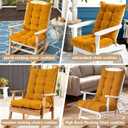 Rocking Chair Cushion Set - 2-Piece Tufted with Ties, Non-Slip High Back Chair Pads for Adirondack Nursery Porch Rockers