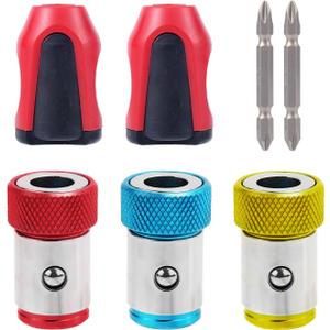 7pcs Magnetic Screw Ring Holders, 3 Screwdriver Head Magnetic Ring 2 Ph2 Screwdriver Bits & 2 Magnets Detachable Magnetic Screwdriver Ring for 1/4 Inch Hex Screwdriver & Power Bits