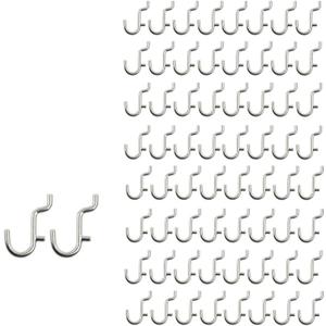 100PCS Metal Pegboard J Hook Accessories Peg Board Wall Display Assortment for Jewelry Organizer Hanging Tools