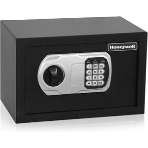 Honeywell Safes & Door Locks - Small Safe Box with Digital Lock for Home - Steel Security Locking Bolts & Keys Protect Personal Safe Box for Money Safe - Low Profile LED Display - 0.27 CU - 5101 (Black)