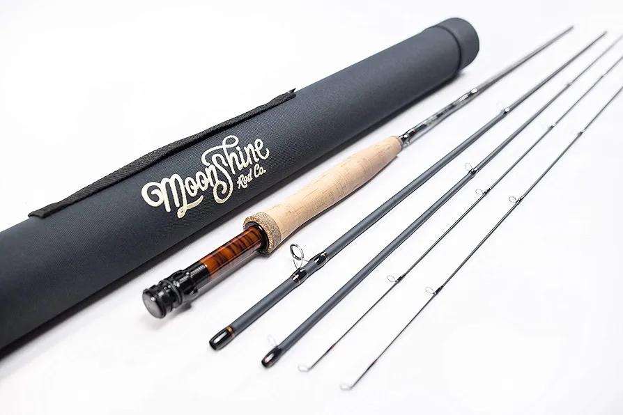 Moonshine Rod Company Fly Fishing Rod with Carrying Case and Extra Rod Tip Section Fast Action, The Vesper, 5wt 9'