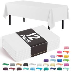 Exquisite Only 10-Pack Premium Plastic Tablecloth 54 Inch. x 108 Inch. Rectangle Table Cover-White