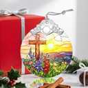 Stained Glass Ornament, Christmas Ornament, Hanging Ornaments for Home Decor & Christmas Tree Ornaments  Exquisite Holiday Decor, Xmas Gifts & Holiday Present - Cross