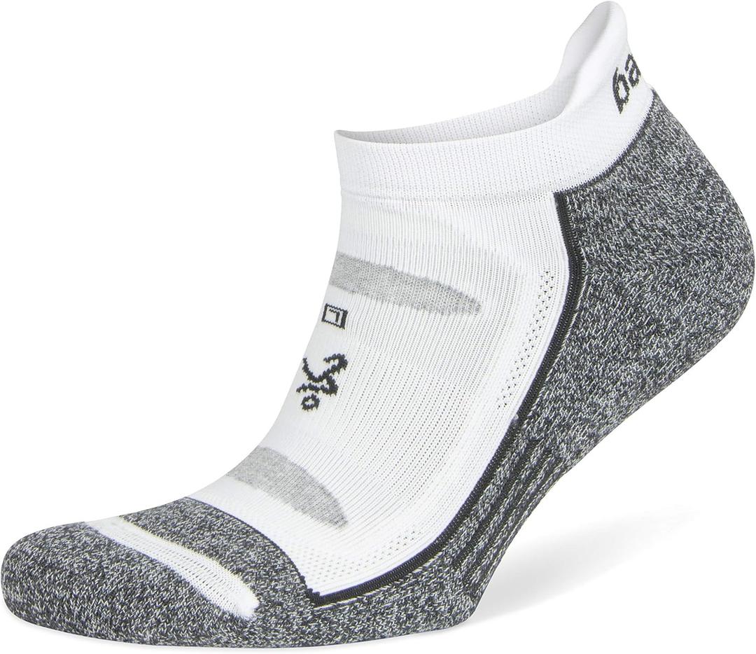 Balega womens Blister Resist Performance No Show Athletic Running Socks (1 Pair) (Large, White/Grey)