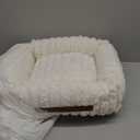 Washable Dog Bed for Small Medium Dogs - Rectangle Orthopedic Corduroy Fleece Pet Bed with Removable Cover and Nonskid Bottom, Calming Puppy Bed Soft Pet Sofa, Cream(20x19x6inchs)