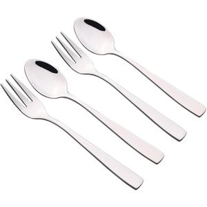 Begale 12-piece Stainless Steel Tea Spoons and Tasting Appetizer Cake Forks, 6 Tasting Forks + 6 Teaspoons