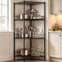 Wire Storage Standing Shelf Rack Tower, Corner Metal Shelving Unit with Adjustable Shelves, Space-Saving Organizer for Garage, Kitchen, Bathroom, 23.5 * 23.5 Inch