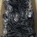 Novelty Lights 100 Feet G40 LED Patio String Light Set with 67 Bulbs, Warm White, Weather Resistant and Shatterproof Replaceable Plastic Globe Bulbs, Black Wire