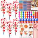 Denylo pro 24 Sets Valentines Day Gifts Valentines Student Lollipop Stationery Basketball Stamp Pencil Sticker Bag Pencil Sharpener Eraser Card Ribbon for Classroom School Basketball Party Gifts