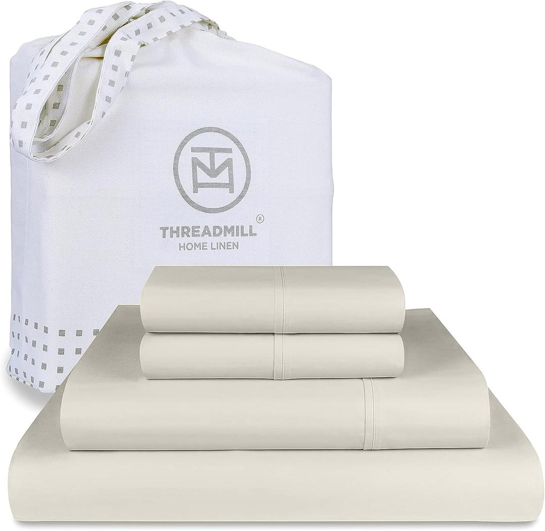 Threadmill Supima King Size Sheets, 1000 Thread Count, 4 Piece American Luxury Bed Sheets for King Mattress, 5 Star Hotel Quality Cotton Sheets with Elasticized Extra Deep Pocket, Taupe Threadmill Supima King Size Sheets, 1000 Thread Count, 4 Piece American Luxury Bed Sheets for King Mattress, 5 Star Hotel Quality Cotton Sheets with Elasticized Extra Deep Pocket, Taupe