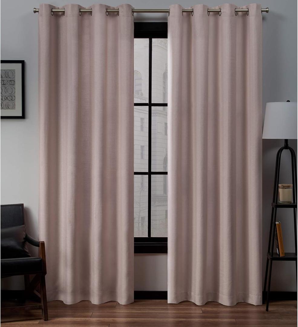 Exclusive Home Loha Linen Grommet Top Curtain Panel Pair, 54"x84", Blush (53.9"W x 84"L (Pack of 2))
