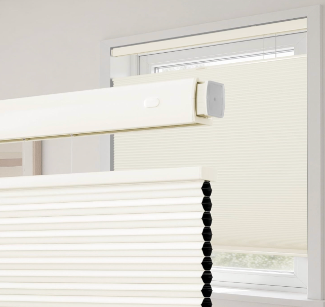 HESTIA No Drill Cordless Blackout Cellular Shades Top Down Bottom Up(TDBU) Private Energy-Efficient Waterproof Honeycomb Blinds for Bedroom, Baby Room and Home Office,Light Beige,60" W X 72" H
