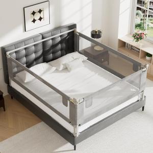 3-Piece Kize Size Bed Rails for Toddlers - Height Adjustable Baby Bed Rail Guard Specially Designed for King Size (78.74 x 78.74 x 74.8 Inch)