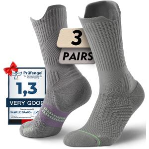 Womens Coolmax Bamboo Viscose Compression Running Crew Socks, Moisture-Wicking Anti-Blister Hiking&Gym Athletic (Medium, Light Grey)