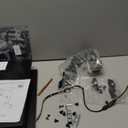 4-Tier AV Media Stand with Power Outlet and LED Lights, Wooden Stereo Stand Cabinet, Game Console Shelf for Small Space, Audio Rack Stand Tower Ideal for Video DVD Players, Xbox