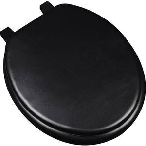 6Q1R1-90 Deluxe Vinyl Soft Toilet Seat, Round, Black