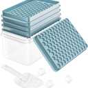 Mini Ice Cube Trays for Freezer - 0.6 IN Tiny Round Pebble Nugget Ice Mold Trays with Lid and Bin, Crushed Ice Trays Makes 104x4 pcs Ice balls - Easy Release Ice Maker for Cocktails, Drinks, Whisky